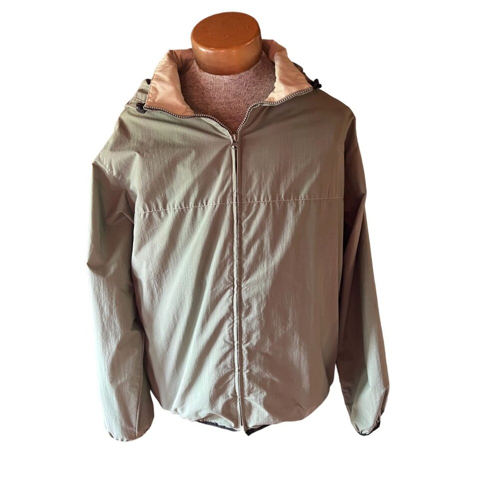 Izod XFG Mens Hooded Windbreaker Jacket L Nylon Olive Green Casual Outerwear - Picture 11 of 11